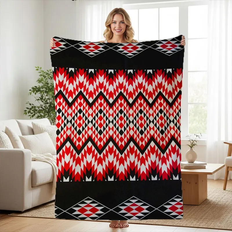 Lightweight Flannel Blanket with Maori Patterns, a Must-Have for Warm And Soft Beds And Sofas, Easy to Carry for Travel And Camp