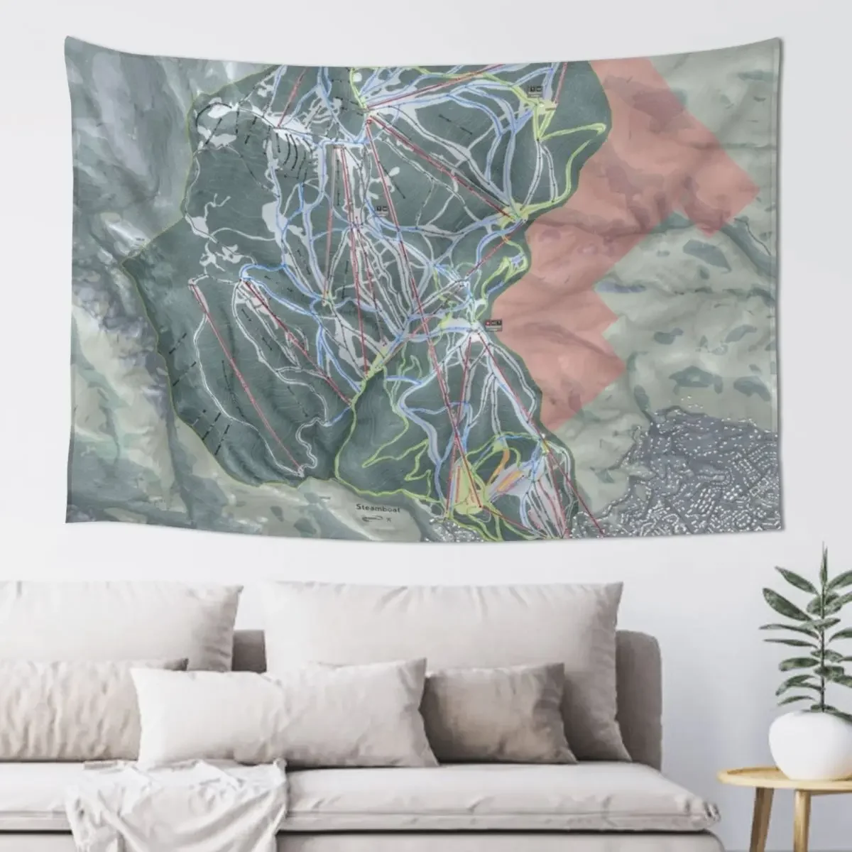 

Steamboat Resort Trail Map Tapestry Funny House Decoration Wall Coverings Aesthetic Home Decor Tapestry
