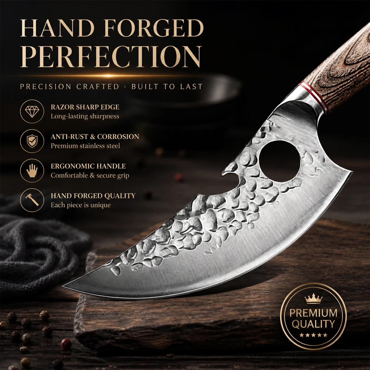  WXCOO 1~4PCS Multifunctional Butcher Knife Hand Forged Meat Cleaver Boning Knife Precision Kitchen Knife with Wooden Handle