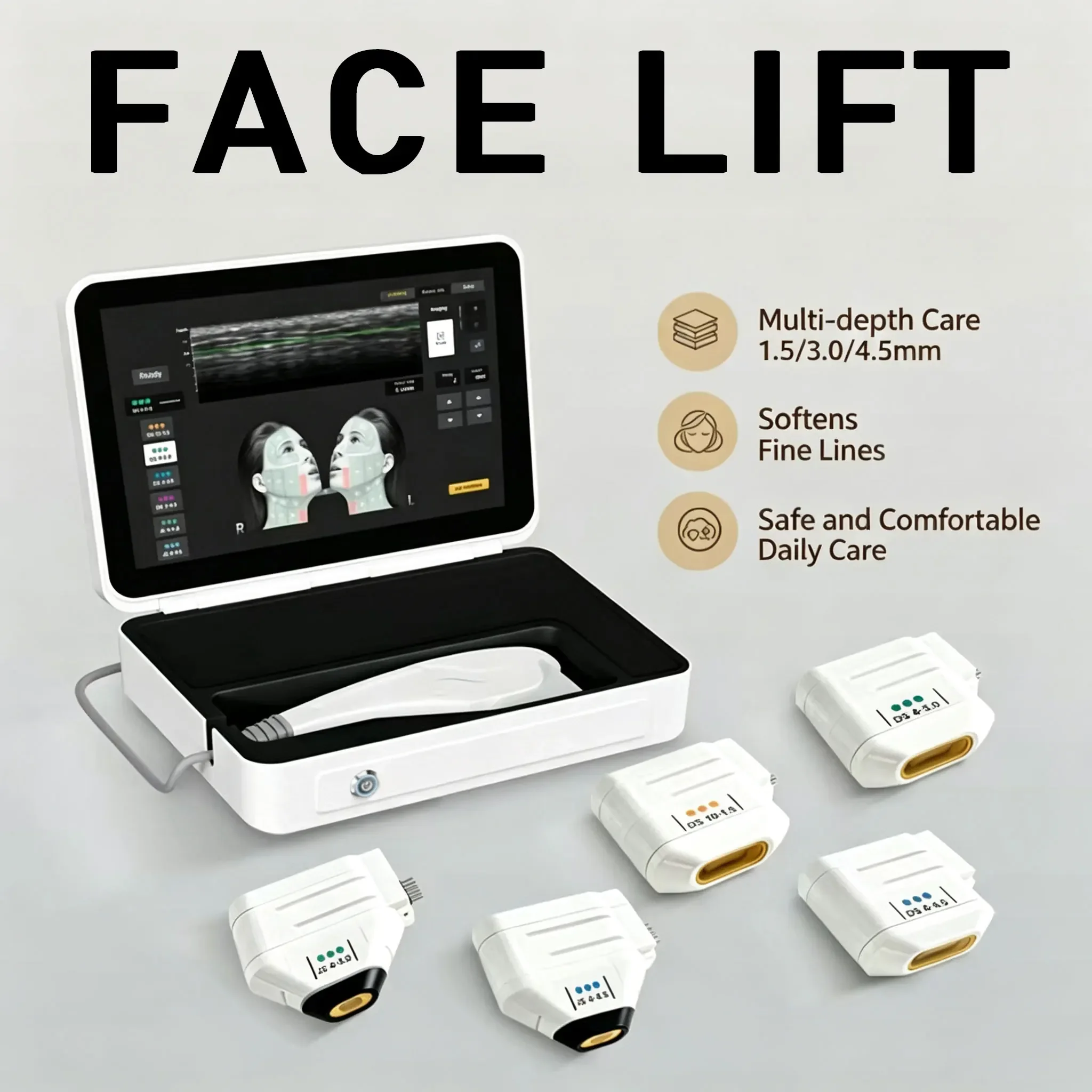The Third-Generation HiFU Household Facial Lift Introduction Device is Used to Fade Fine Lines in Beauty Salons