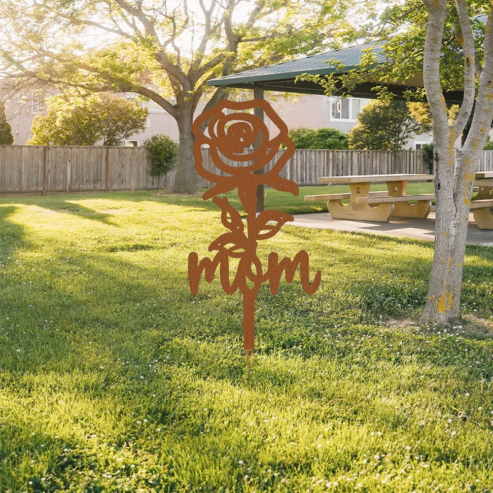 

Graceful Rose Memorial Stake - Stylish Graveyard Ornament. Elegant Sympathy Grave Marker in the Shape of a Rose