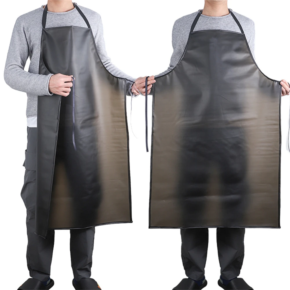 Waterproof Oilproof PVC Black Apron For Kitchen Waterproof Areas Work Cleaner Wipeable Oil Resistant Baking Accessories