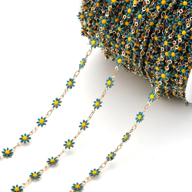 1 metres/strip 8 colors Daisy copper Chain for Jewelry Making DIY Necklace Chains Foot chain accessories Y20