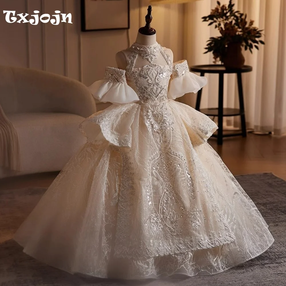 High-End Girl's Ball Gown Flower Girl Christmas Princess Dress Toddler Teens Child Vestido Wedding Party Birthday Clothes 3-16Y