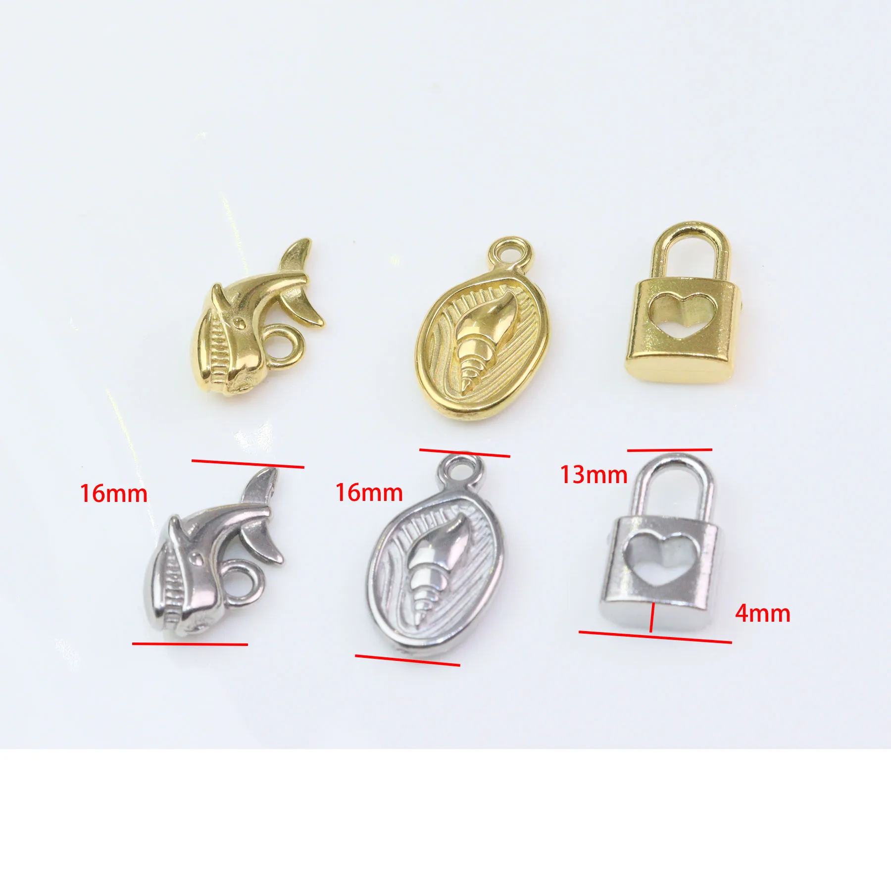 스테인리스 스틸 활 플라워 쥬얼리 참 펜던트, DIY 수공예 진공 플레이트, 방수 항알레르기, 5 개