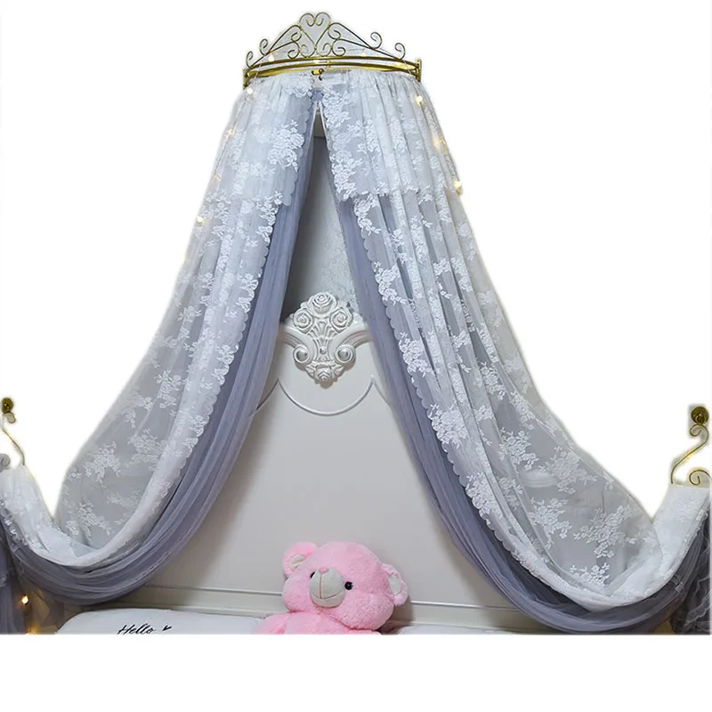 Imagem -06 - Rede Mosquiteira Princesa Wind Cama Cortina de Gaze Crown Rack Casamento Duplo Renda Rosa Branca 18 m 15 m