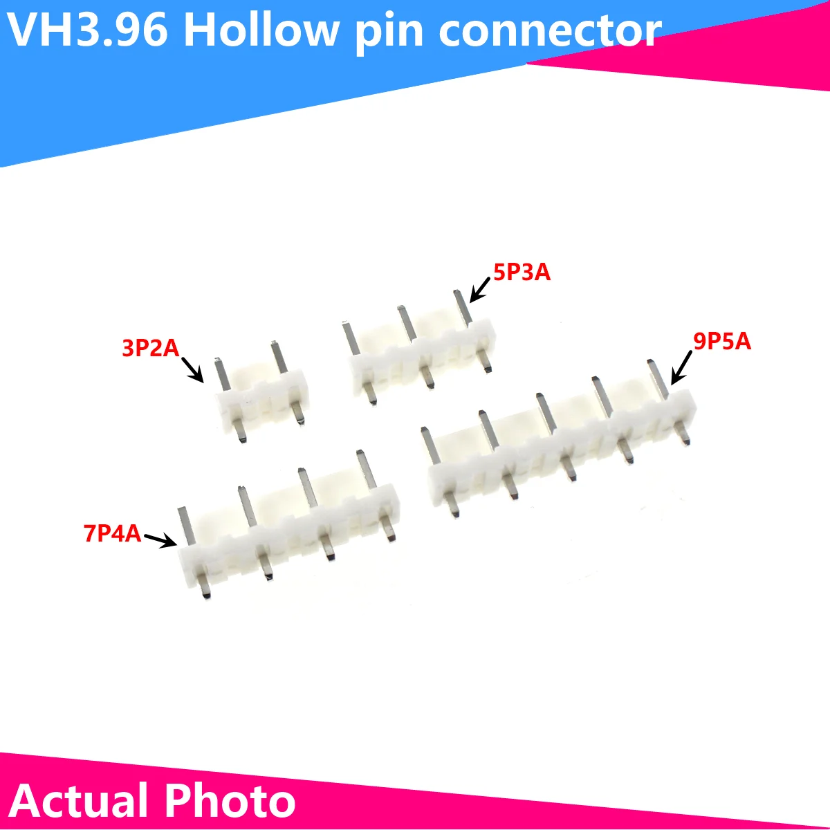 10/20PCS Straight needle holder hollow VH3.96-2/3A hollow pin connector 3P 3A2 5A3 7A4 9A5 connector