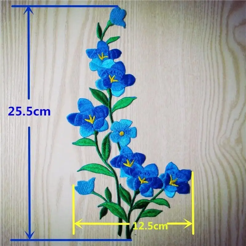 1/2pcs Nice Blue Flower Patch Embroidered Iron on Patches for Clothing Sticker Garment Appliques DIY