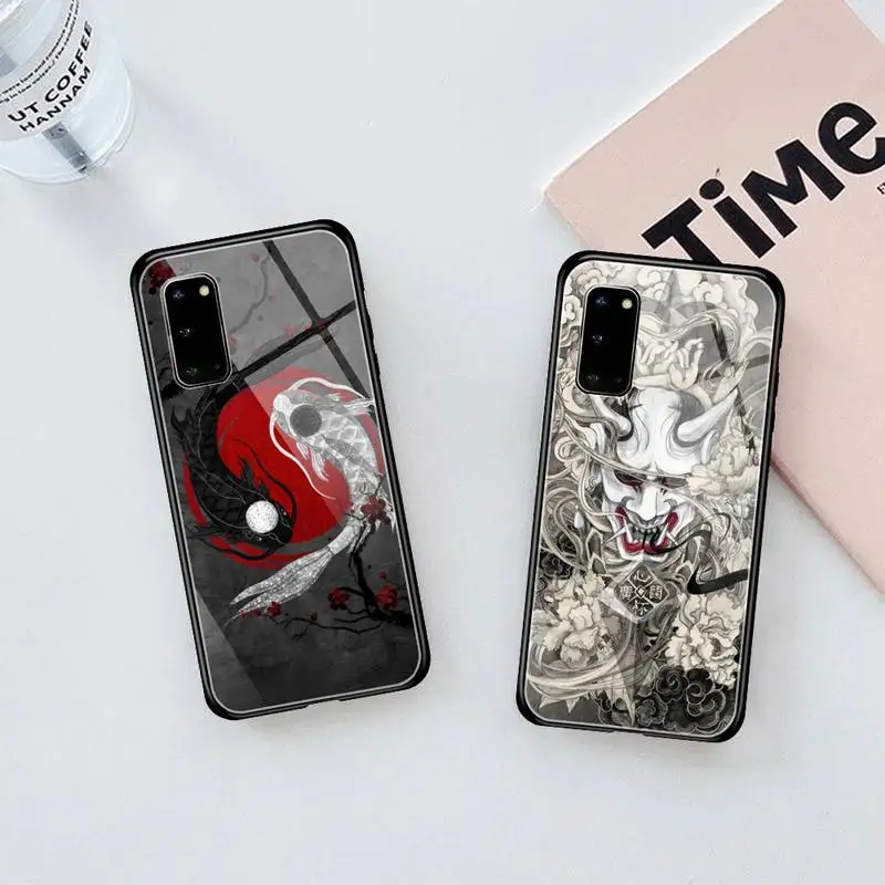 

Japanese Art koi Fish WAVE Phone Case Tempered Glass For Samsung S8 9 10 S20 21 22 30 Ultra Note 8 9 10 pro edge plus coque