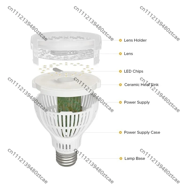 15W E26 E27 Ceramic LED Grow Light Bulb, CRI 95 Full Spectrum Plant Growth Lamp, Suitable for Indoor Garden