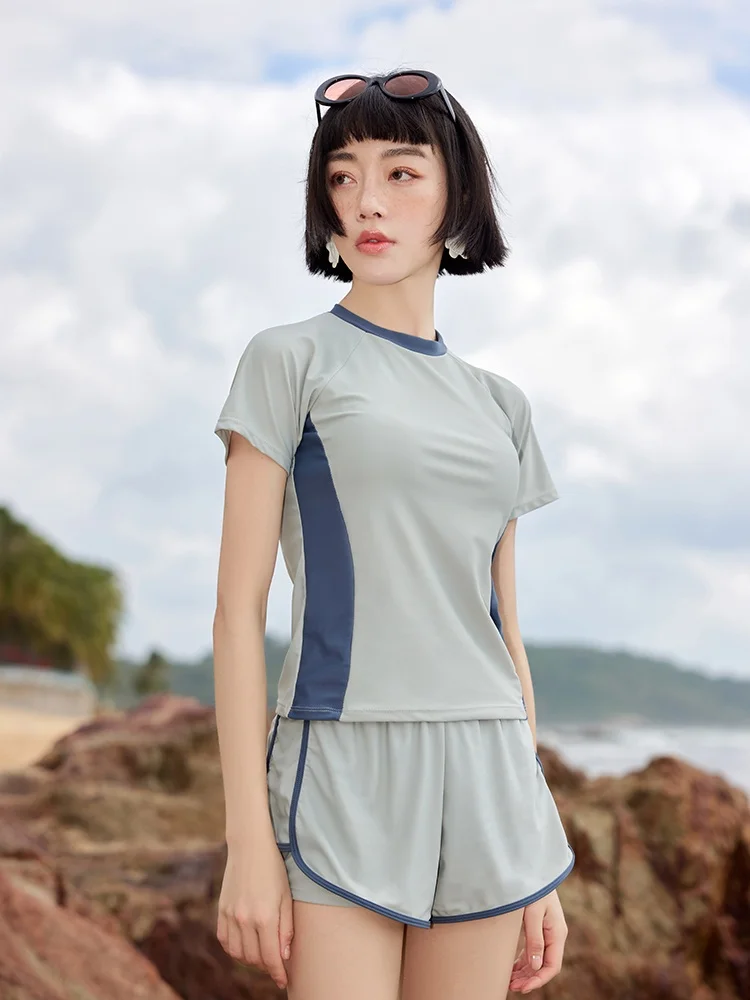 

2026 New Style Two-Piece Swimming Suit Neutral Style Large Size for Students Special for Swimming And Hot Spring Use