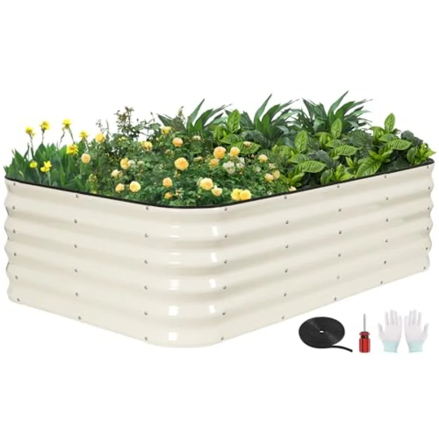 

GoCampDriect 4 in 1 Raised Garden Bed - 5x3x1.4ft Galvanized Raised Garden Boxes Outdoor Corrosion Resistant Variable Shape 6x2