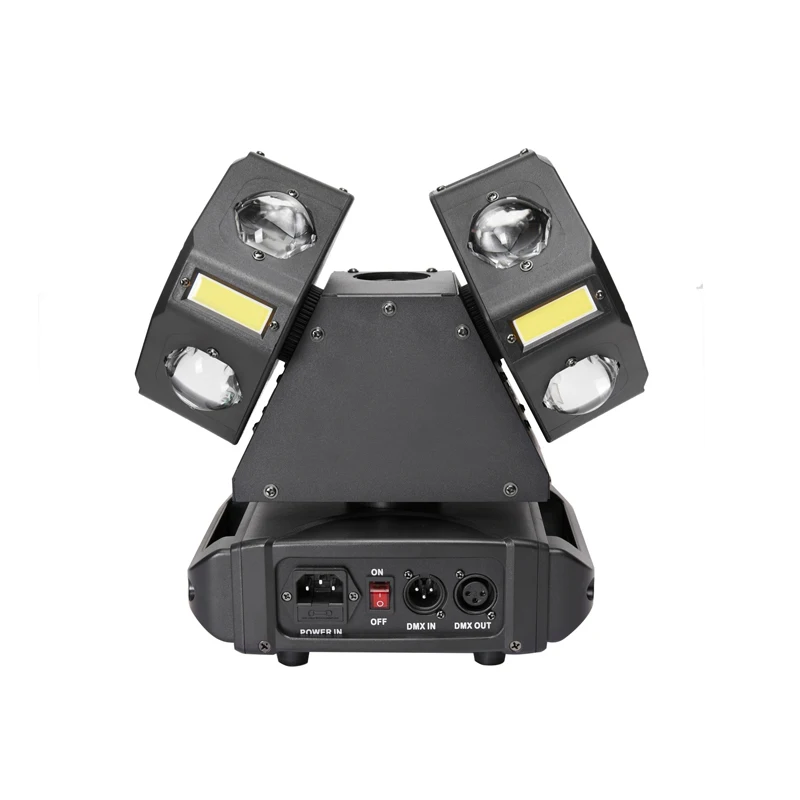 

4-in-1 Moving Head Light – Dual Tiger Gobo, Strobe & Aux LED for Stage