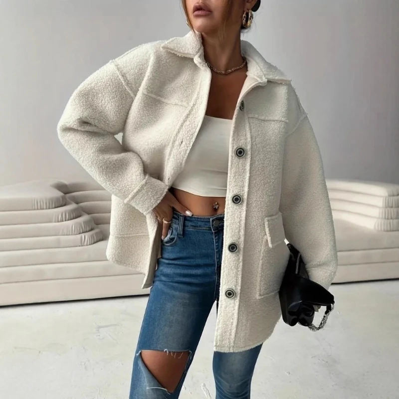 

Fall/Winter 2025 Ladies' Fashion and Leisure Loose Lapel Coat Polar Fleece Jacket Top