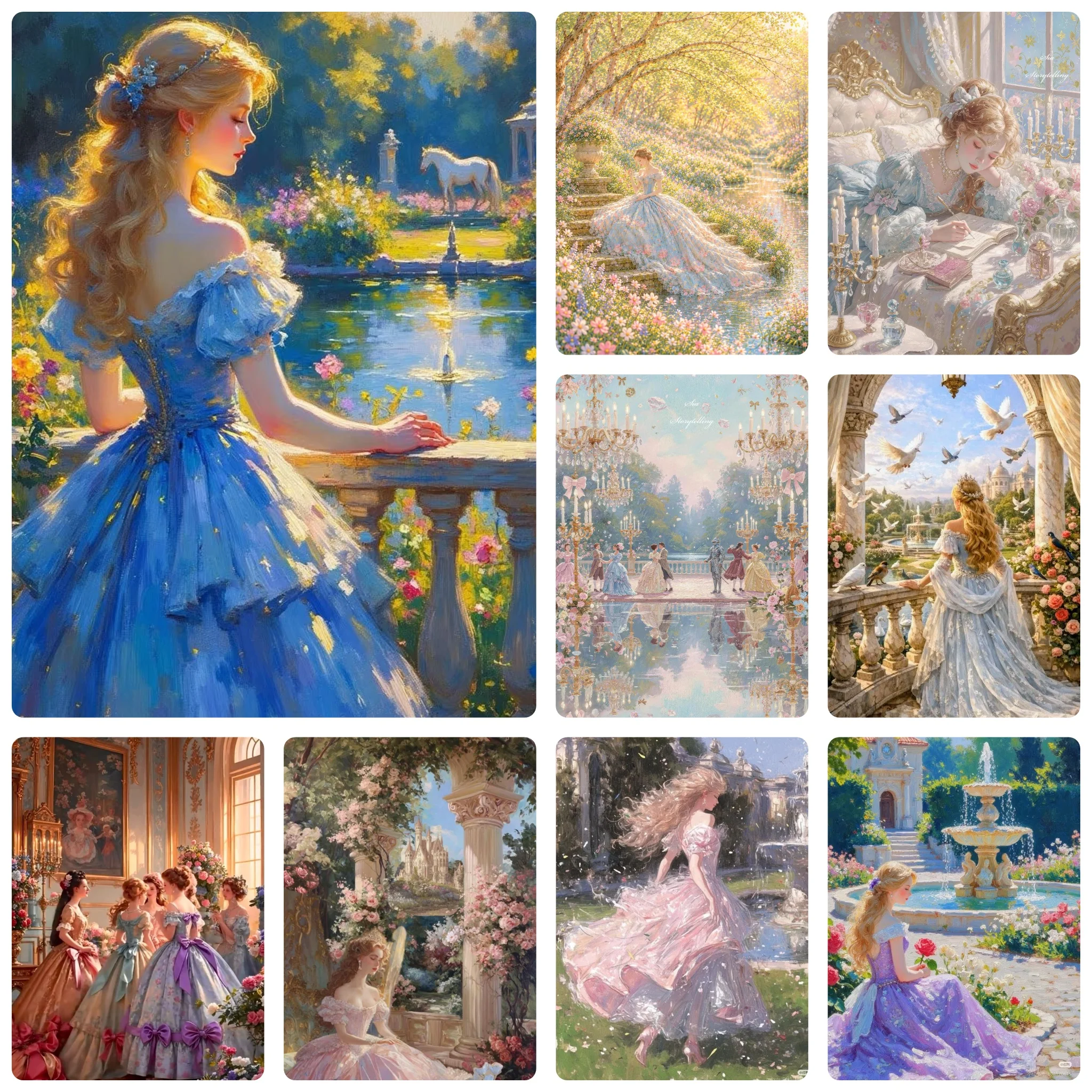 DIY Palace Princess Diamond Painting, Vintage European Garden Lady Art For Living Room Home Wall Decoration Handmade Gift