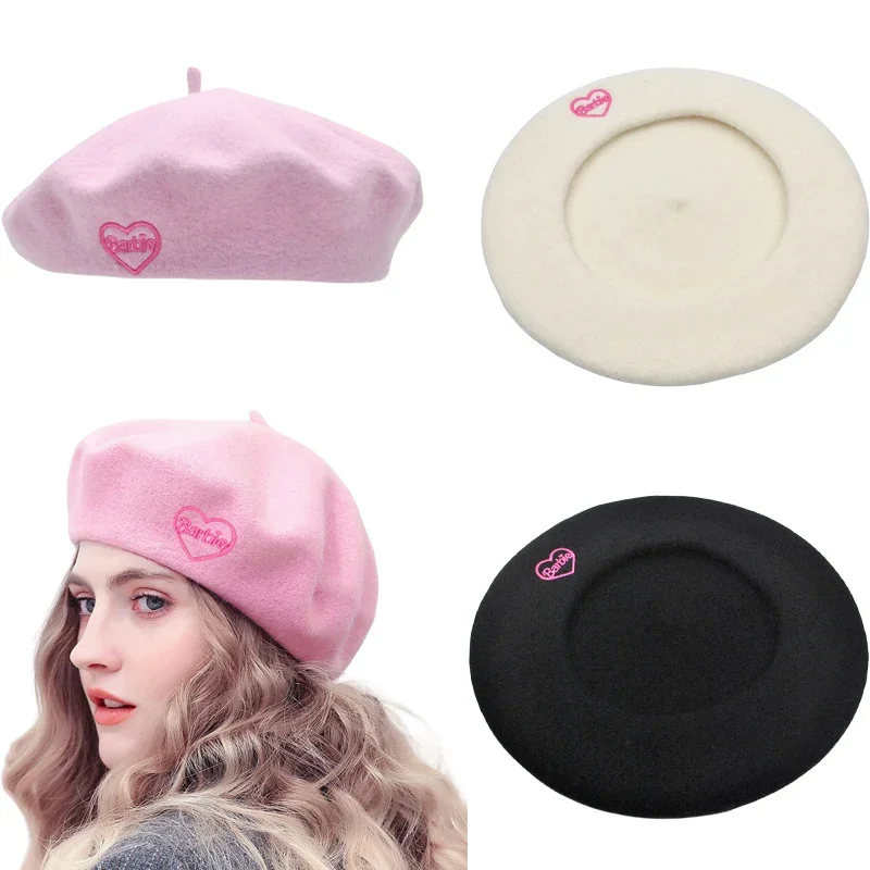 

Kawaii Barbie Beret Anime Cute Cartoon Sweet Girl Knitted Hat Painter Hat Casual Versatile Harajuku Y2k Style Autumn Winter New