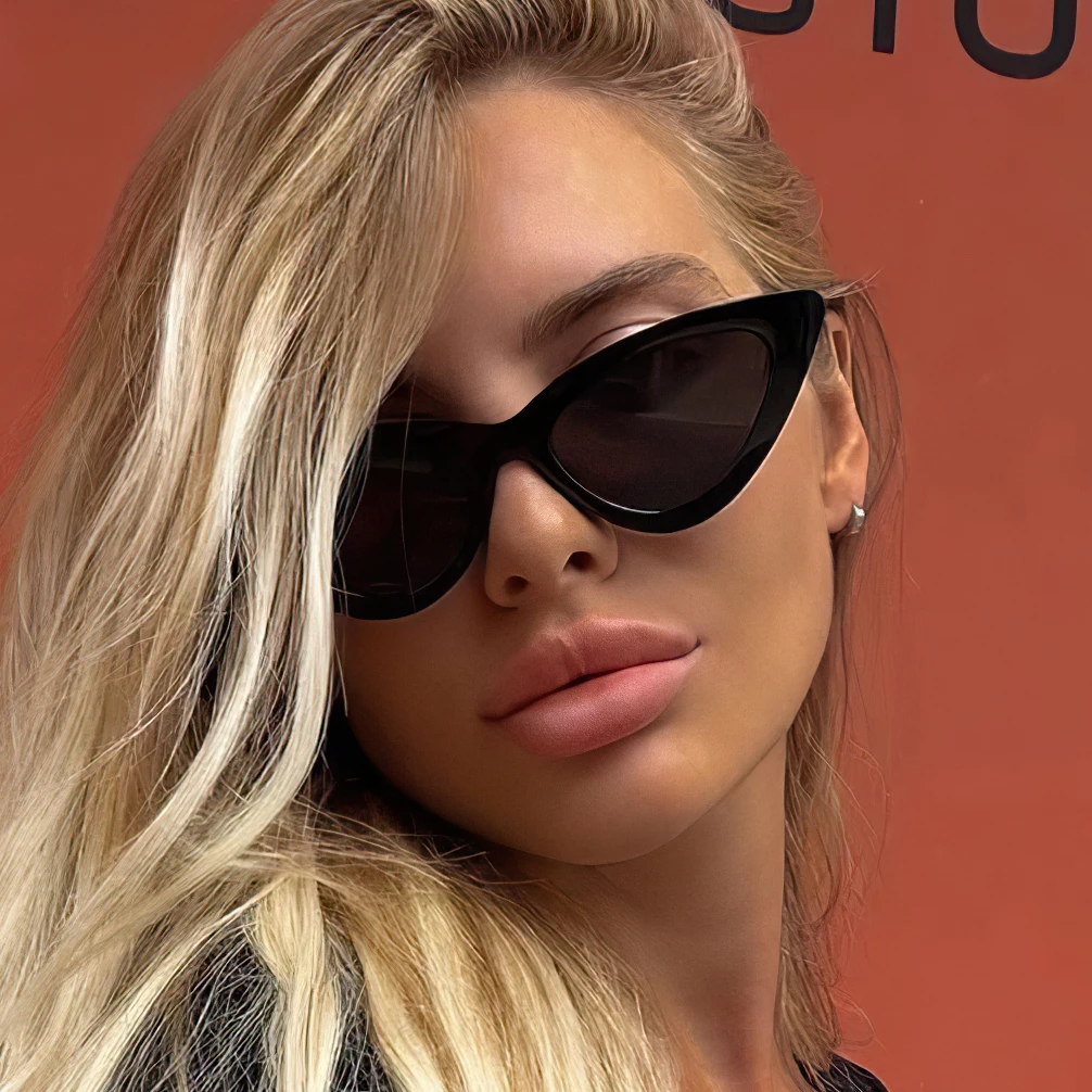 Fashion Cat Eye Sunglasses Women Retro Small Frame Leopard Print Men's Sunglasses Ins Trendy Black Glasses Vacation Sunglasses