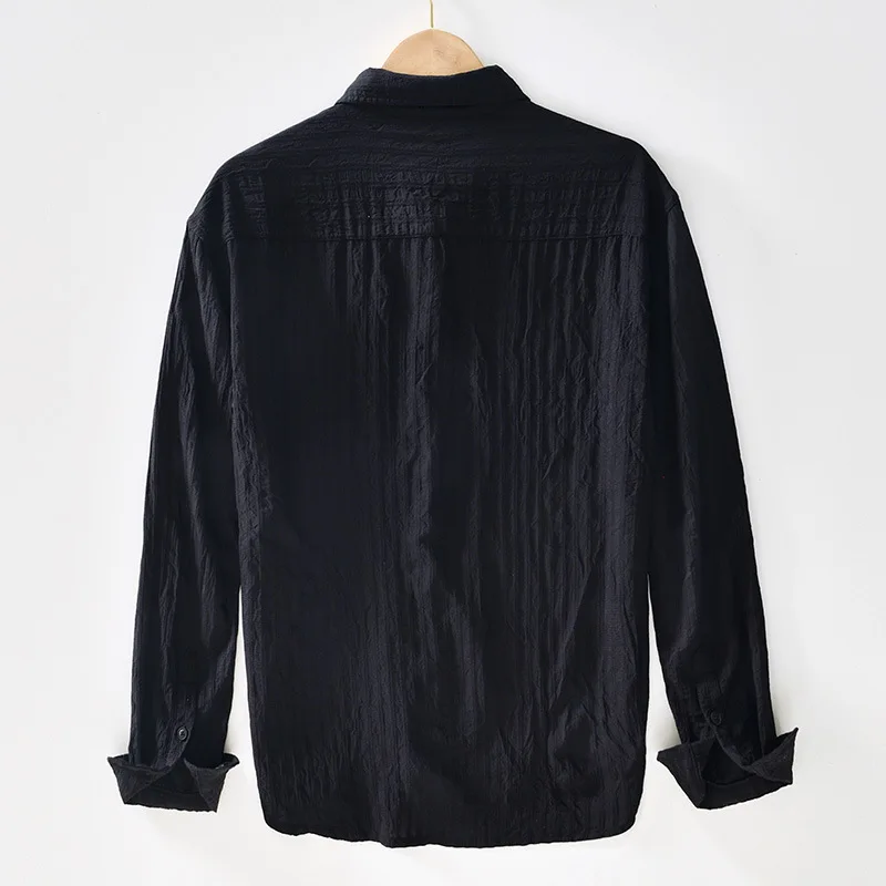 

Fresh basic art solid color long-sleeved shirt Artificial cotton thin versatile shirt