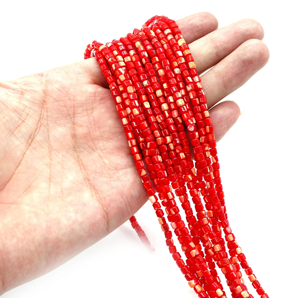 أنبوب دائري على شكل شل الخرز 3-4 مللي متر متعدد الألوان الصباغة الطبيعية أم اللؤلؤ فضفاض حبة 1 حبلا DIY بها بنفسك مجوهرات الأزياء