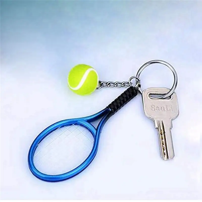 12 Pcs Tennis Racket Keychain Mini Keychain Fashionable Tennis Ball Split Ring Keychain For Sport Lovers Team Eco-Friendly