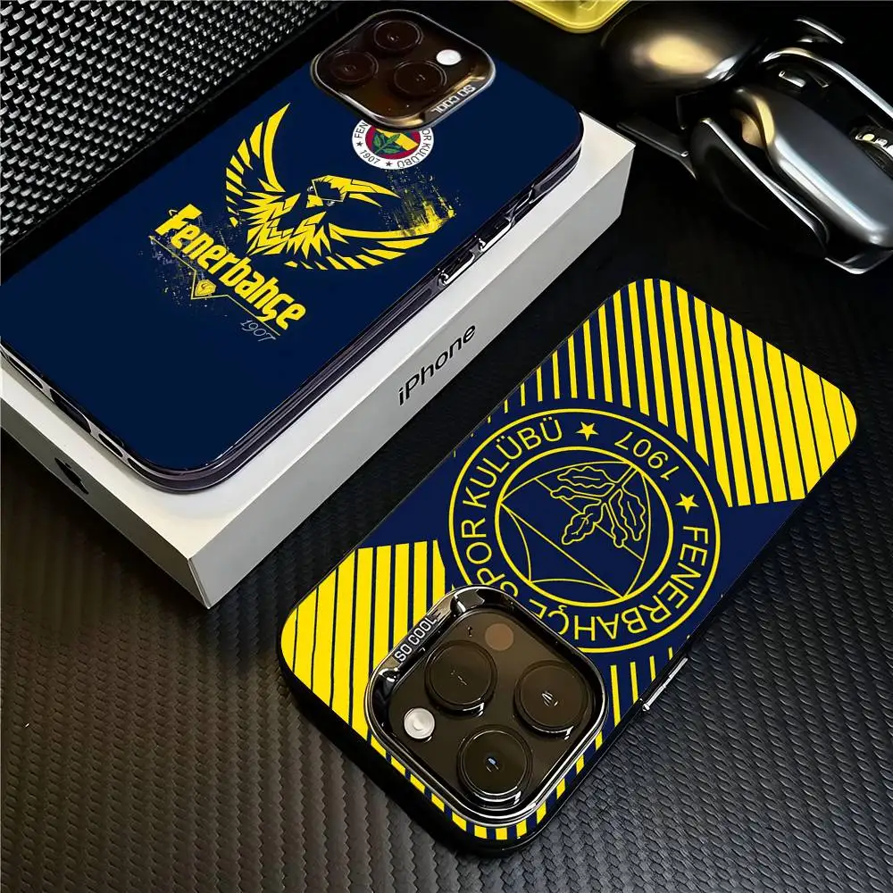 Funda para Teléfono T-Turkey Fenerbahce-E para iPhone 17 16 15 14 13 12 11 Pro Max Plus, Color Plateado