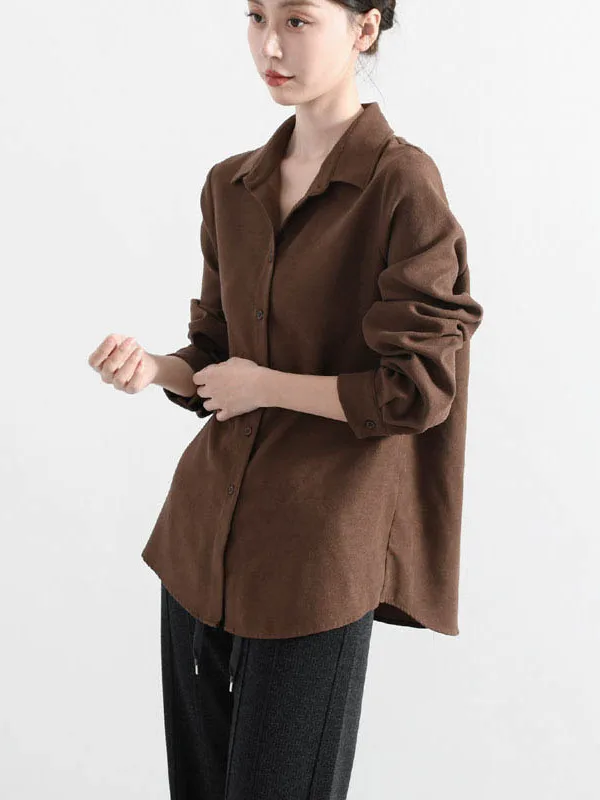 

Thiened Fce Inner Wear irt Женский весенне-осенний многослойный корейский свободный крой с длинными светями на пуговицах для похудения