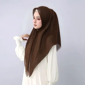 Ramadan 110cm Solid Viscose Square Scarf Muslim Hijab For Women Breathable Headscarf Shawl Wrap New Fabric Turban Neckerchief