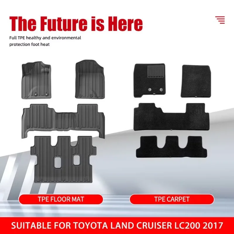 Rear Trunk Mat for Toyota Land Cruiser LC200 2017 TPE Floor Mats All-Weather Waterproof Car Mats Easy Clean Accessory
