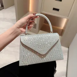 New Fashion Elegant Women Pleated Envelope Evening Handbag Luxury Crystal Diamond Party Wedding Purse Chain Shoulder Clutch Bags