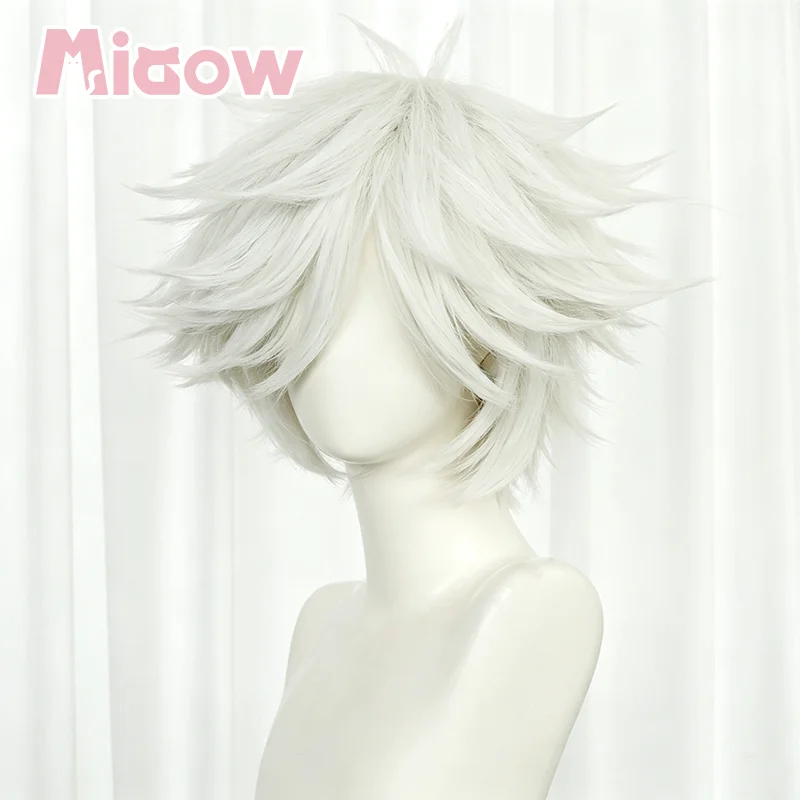 Anime 'Witch Hat Atelier' Qifrey Cosplay Wig Miaow High Quality Silver White Reverse Curly Short Cosplay Wig