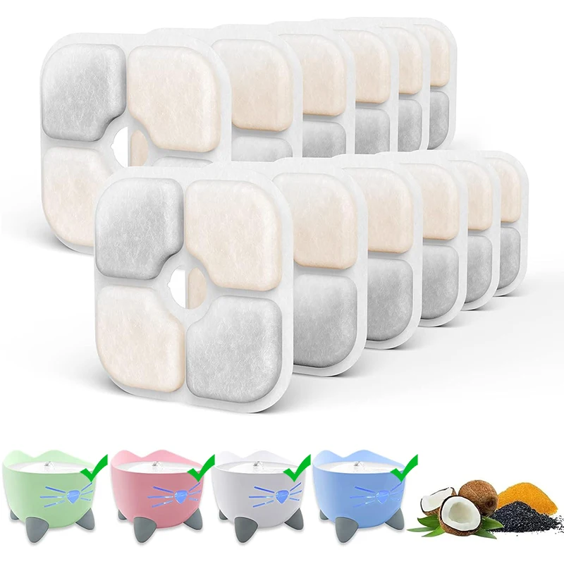 6/12/18/24PCS Activated Carbon Replacement Filters For Pet Automatic Drinking Fountain Battery Operated Cat Water Fountain