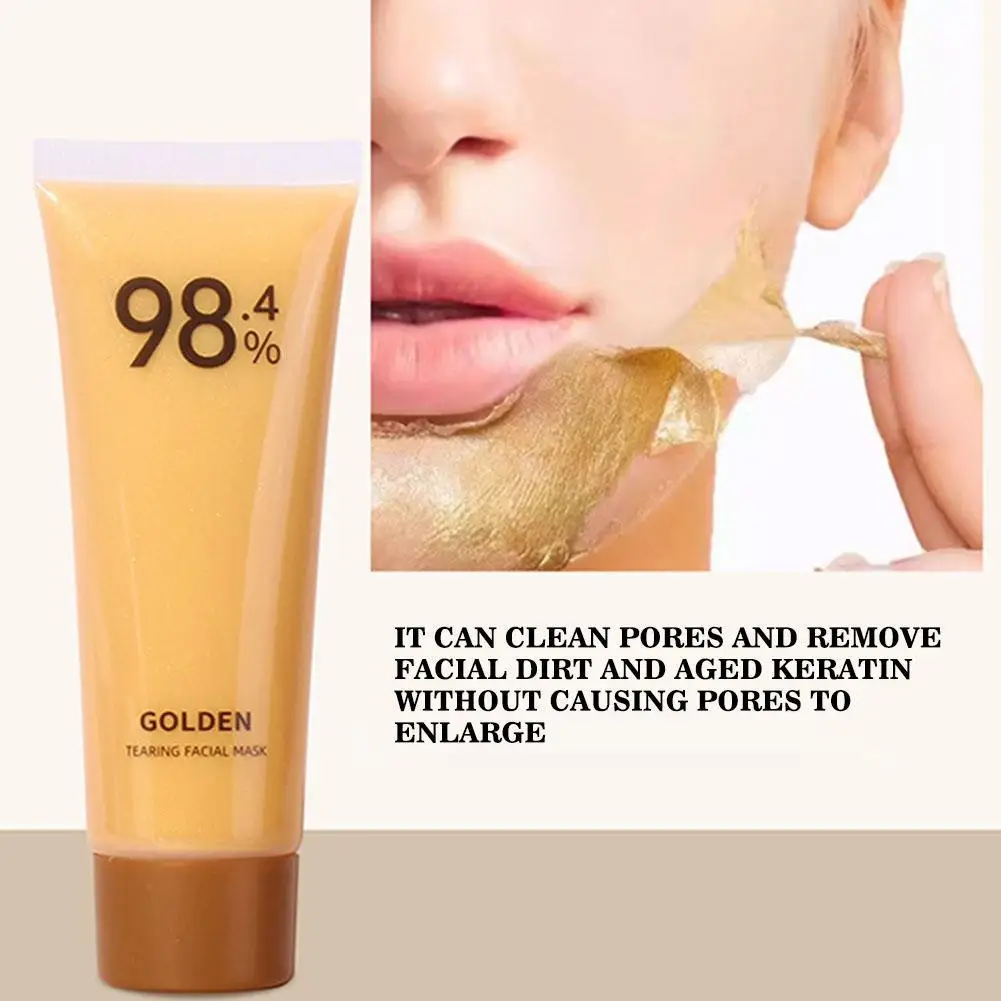 98.4% Gold Foil Peel-Off Mask Exfoliate Remove Blackheads Facial Peel-Off Mask Unclog Cleaning Pores Lift Firm Women Face Care