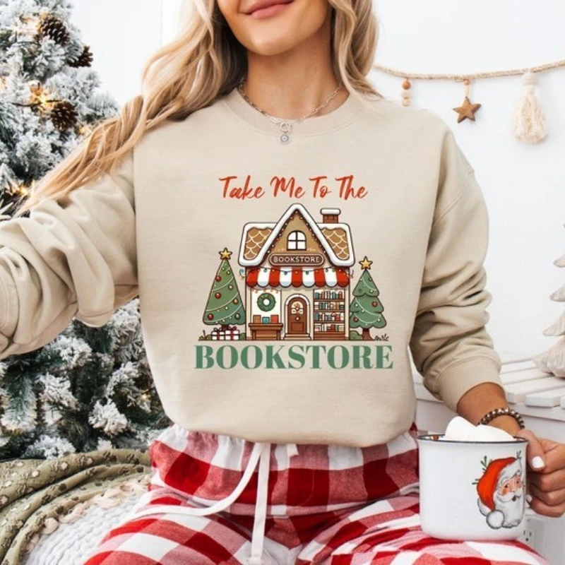Bluza z nadrukiem: Przynieś mnie do księgarni, Klub książkowy, Prezent dla miłośnika książek, Prezent dla miłośnika książki, Wzór nadruku, Jesień i zima, Pulower