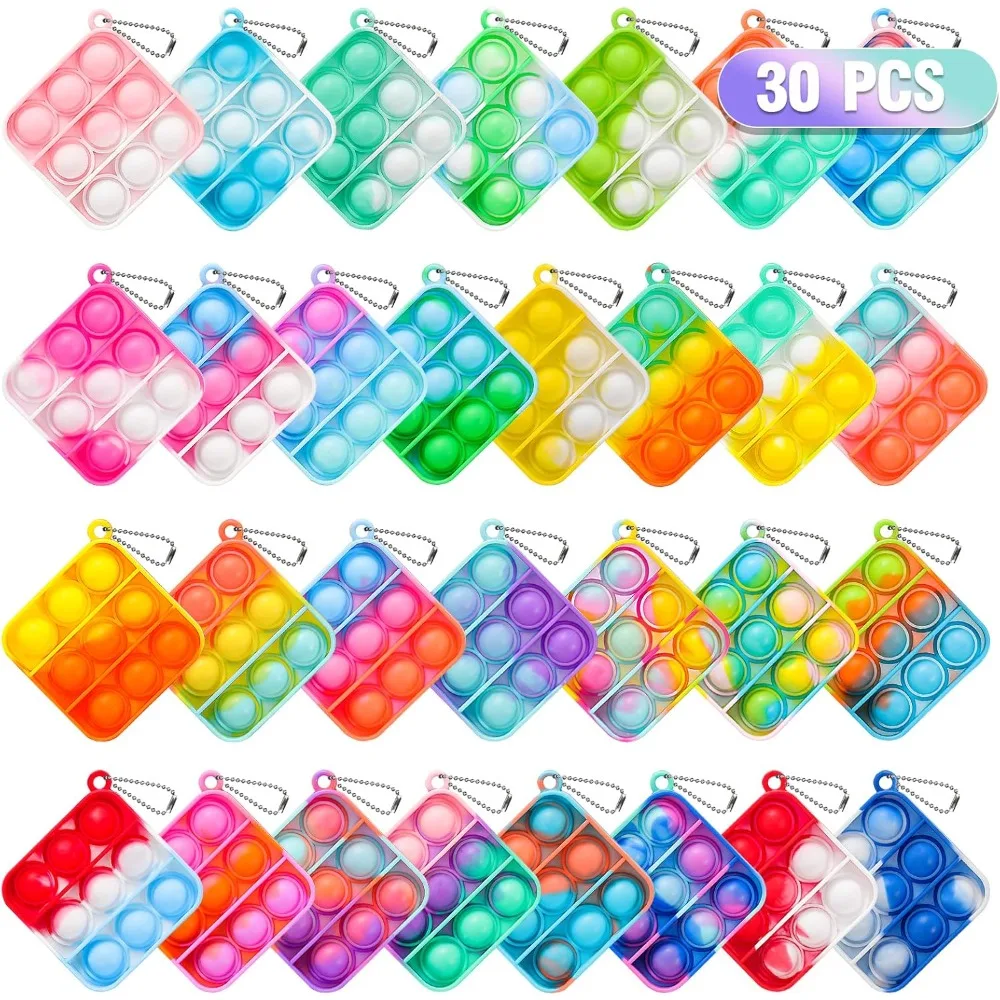 

Bulk Its Party Favors for Kids 4-8 8-12 30 Pack Mini Pop Keychain It Christmas Stocking Stuffers for Kids Toy Fi