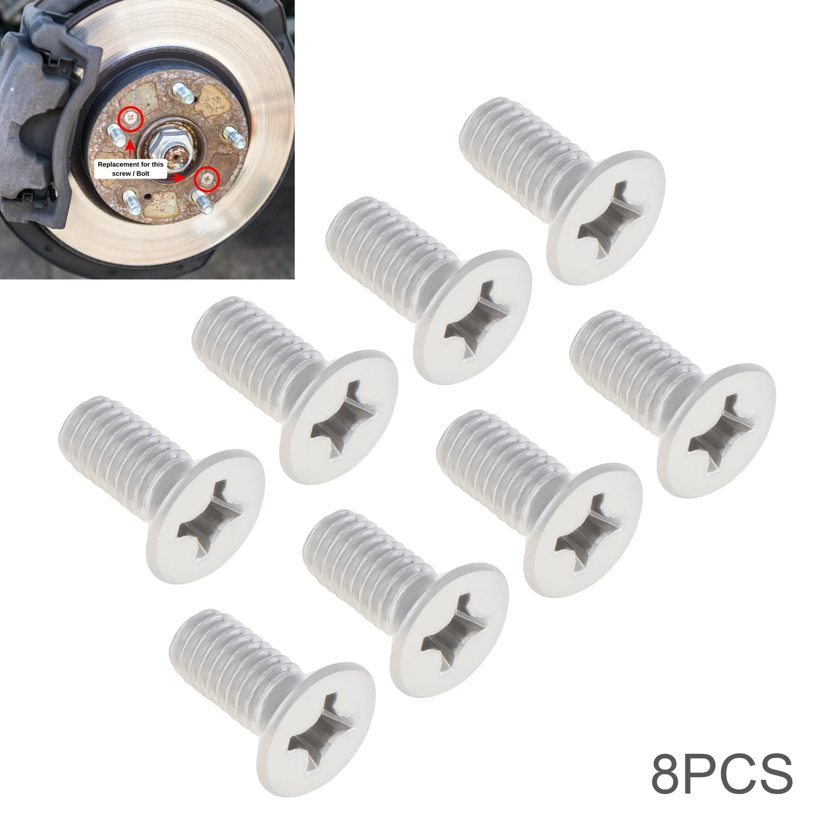 8pcs 93600-06014-0H Stainless Steel Brake Rotor Retaining Screw Fit for Honda Hyundai Kia Models