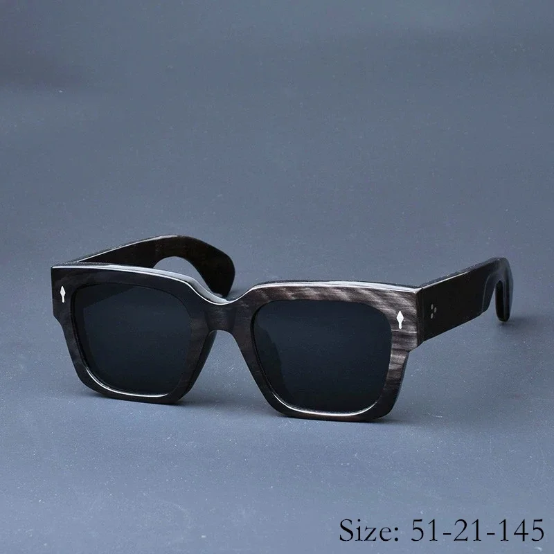 Limited Vintage Fashion Sunglasses 8mm Thick Natural Buffalo Horn Square Frame UV400 Polarized TAC Lens Women Man High Quality