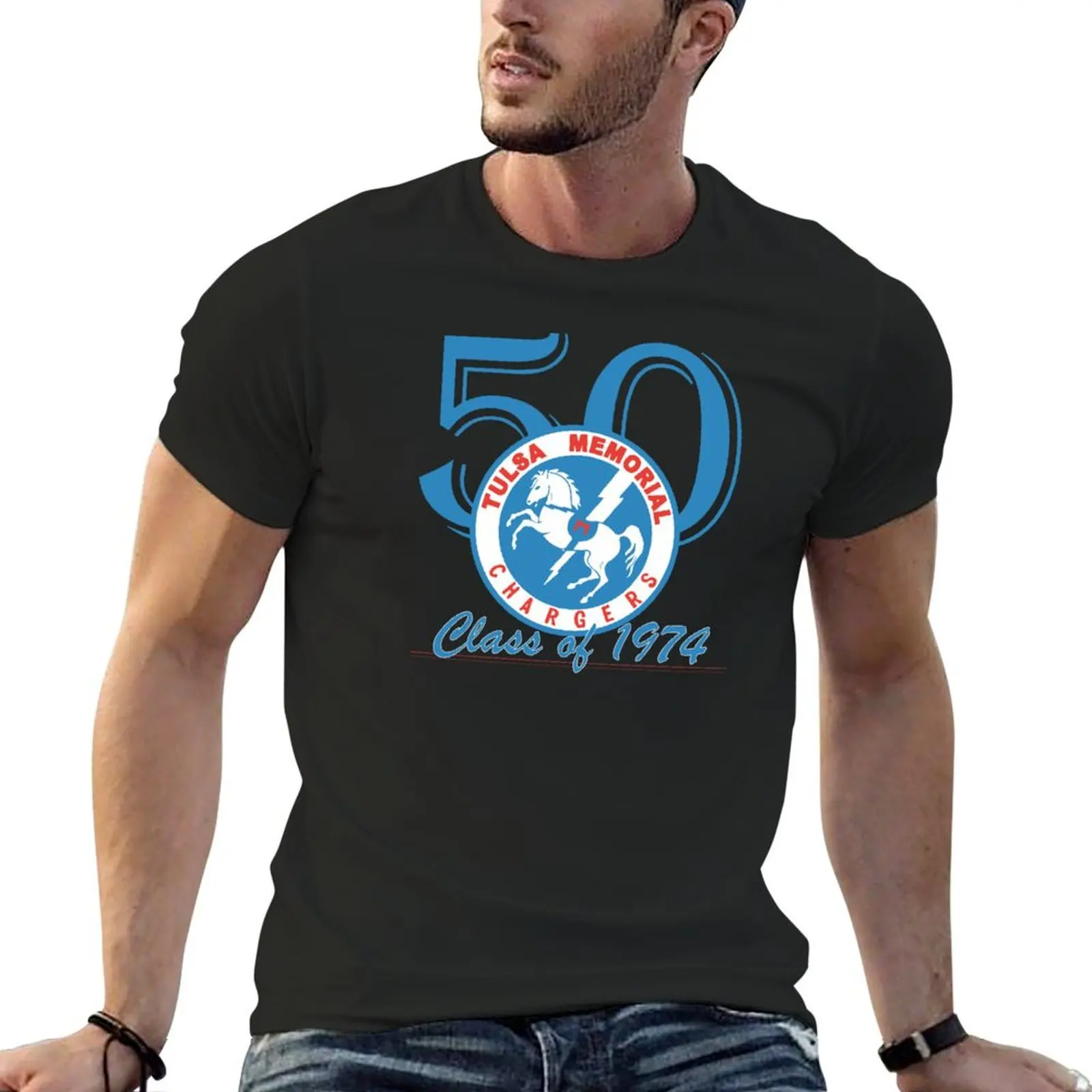 Large Print - Tulsa Memorial Class of '74 T-Shirt heavyweights plus sizes man t shirt anime shirts men