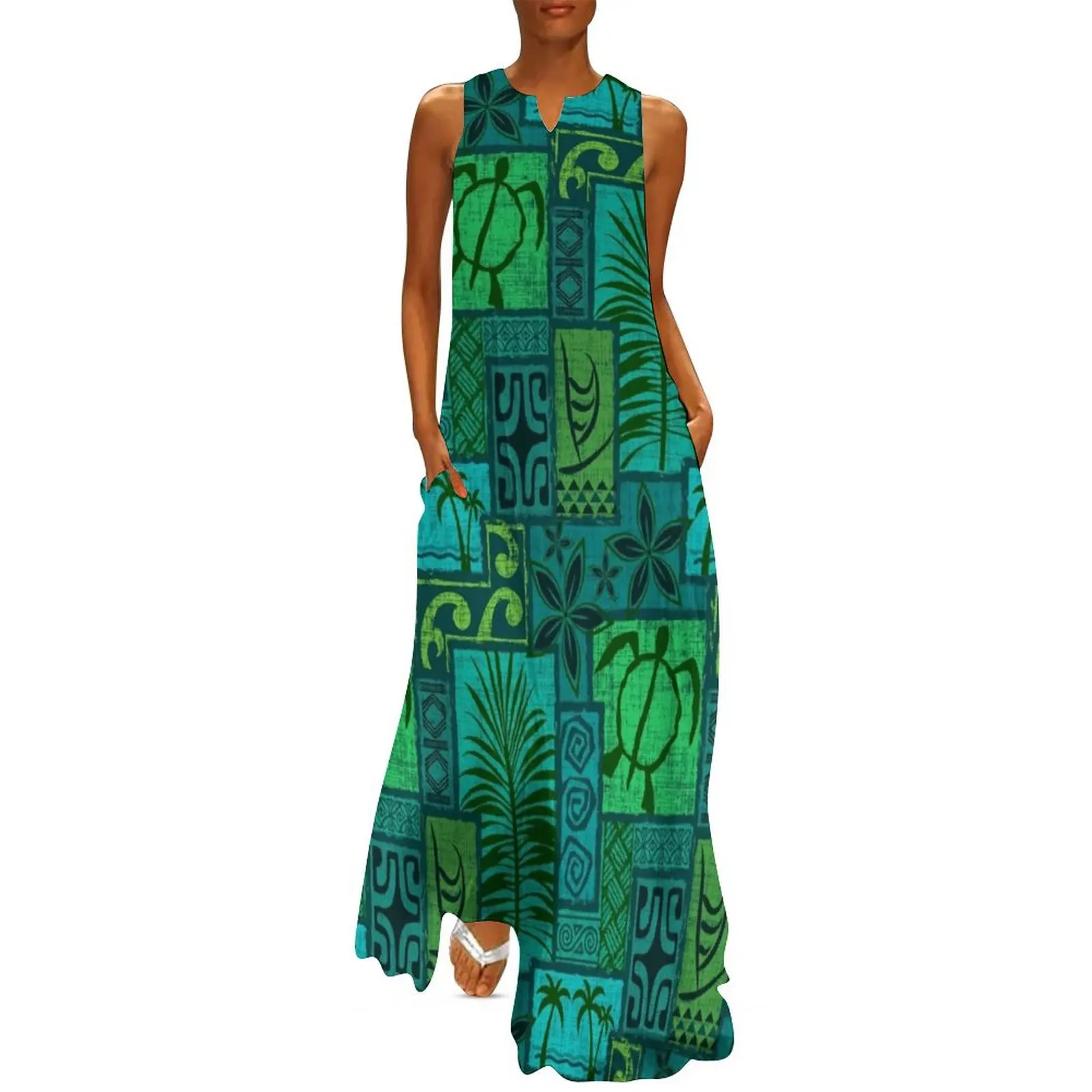 

Moku Malihini blue Long Dress birthday dress women"s summer clothing 2024