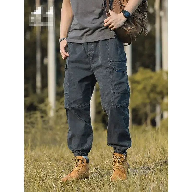 

ey Loose Fit Casual Workwear Pants for Men Spring Outdoor American Sle Comfortable Elastic Waist Trousers