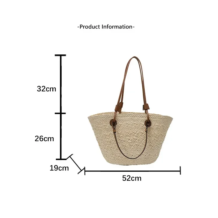 Neue Schulter Tasche Handgemachte Stroh Gewebt Große Kapazität Marke Hochwertige Korb Tasche Sommer Strand Urlaub Mode Handtasche Forwomen – Detail 2