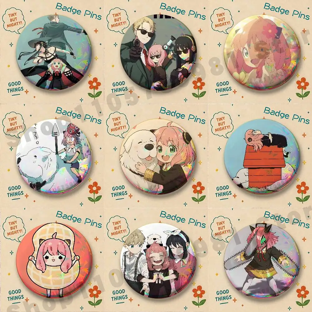 Anime Damian Bond Loid Anya Yor Brooches for Bag Decor Jewelry Accessories Gift 25/32/44/58/75mm Round Cartoon Badges