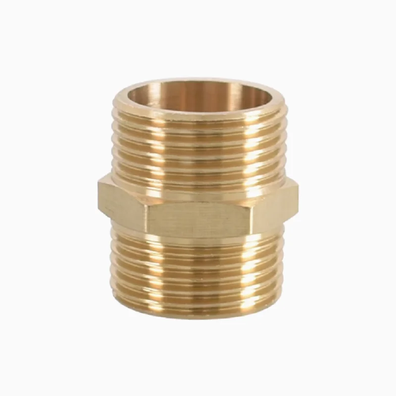 Brass Pipe Fitting Hex Nipple Hose Connector Heavy Duty Adapte Double Male Thread Coupling Hexagonal Pipe Coupler 304 SS