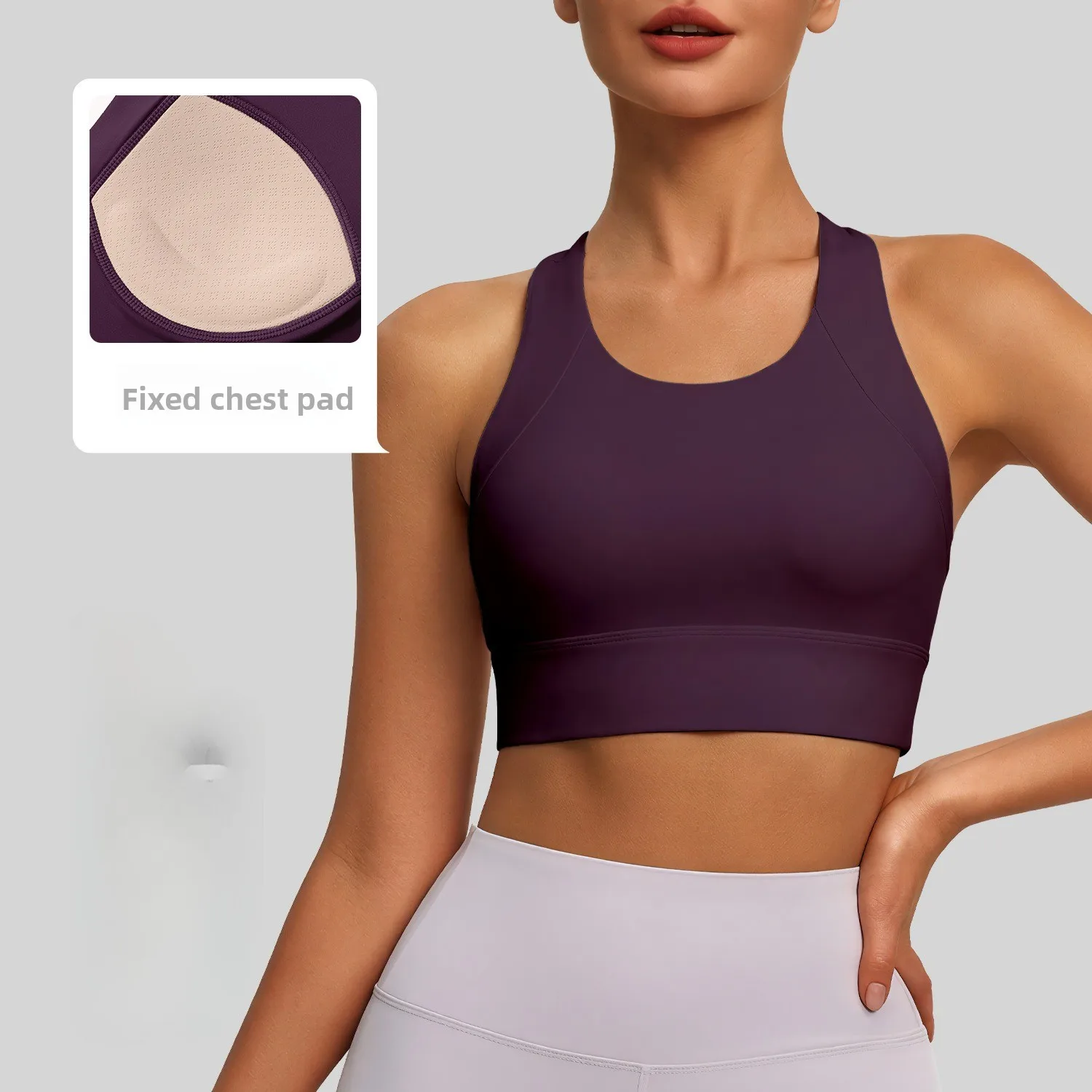 New Women's Sports Tank Top T-Back Built-in Pads for Shock Absorption High-Support Fitness Bra Sexy Yoga and Running Outfit M