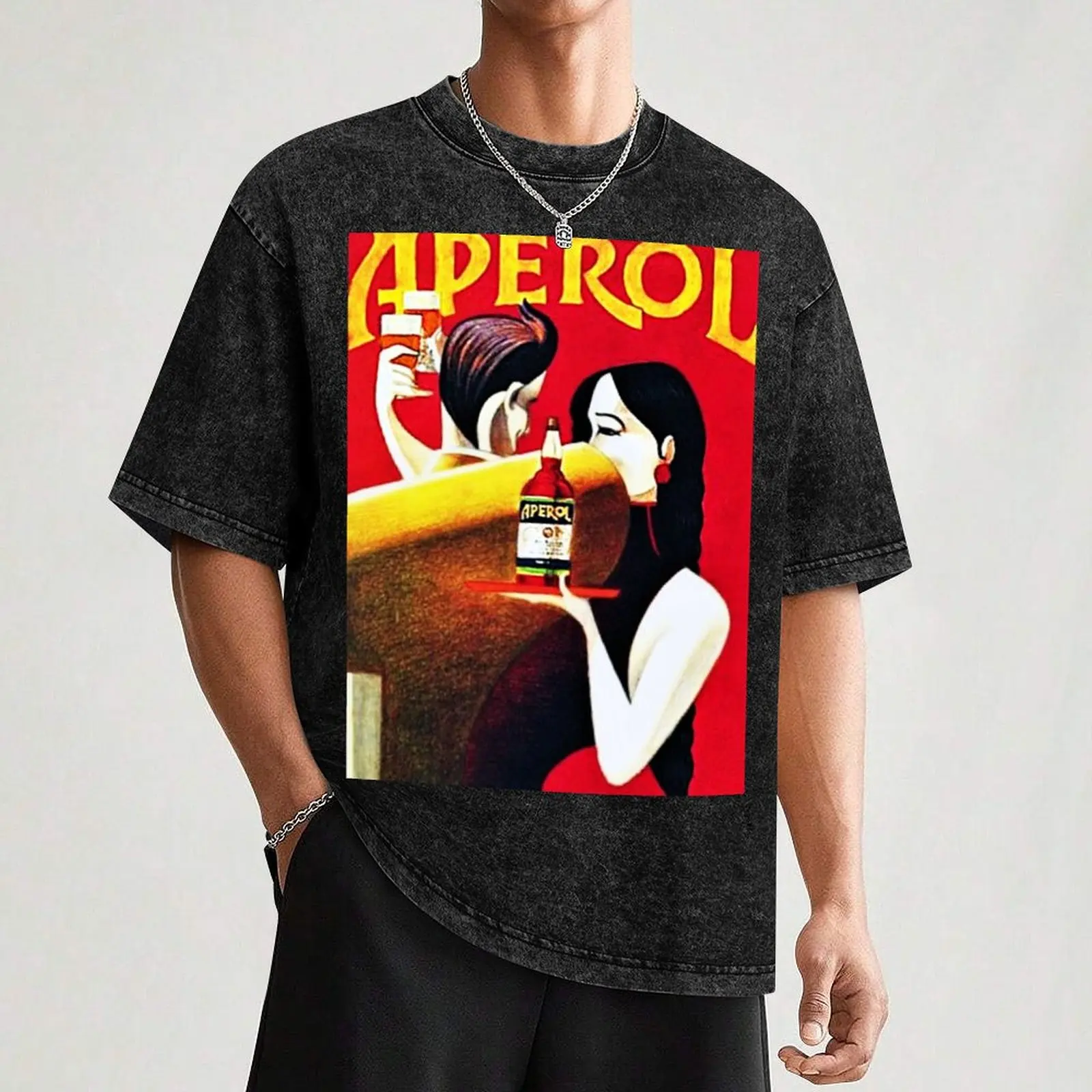 Vintage Italian Apero Aperitif Antico Lithograph Wall Art T-Shirt Casual All Match Short Sleeve T-Shirt - view 3
