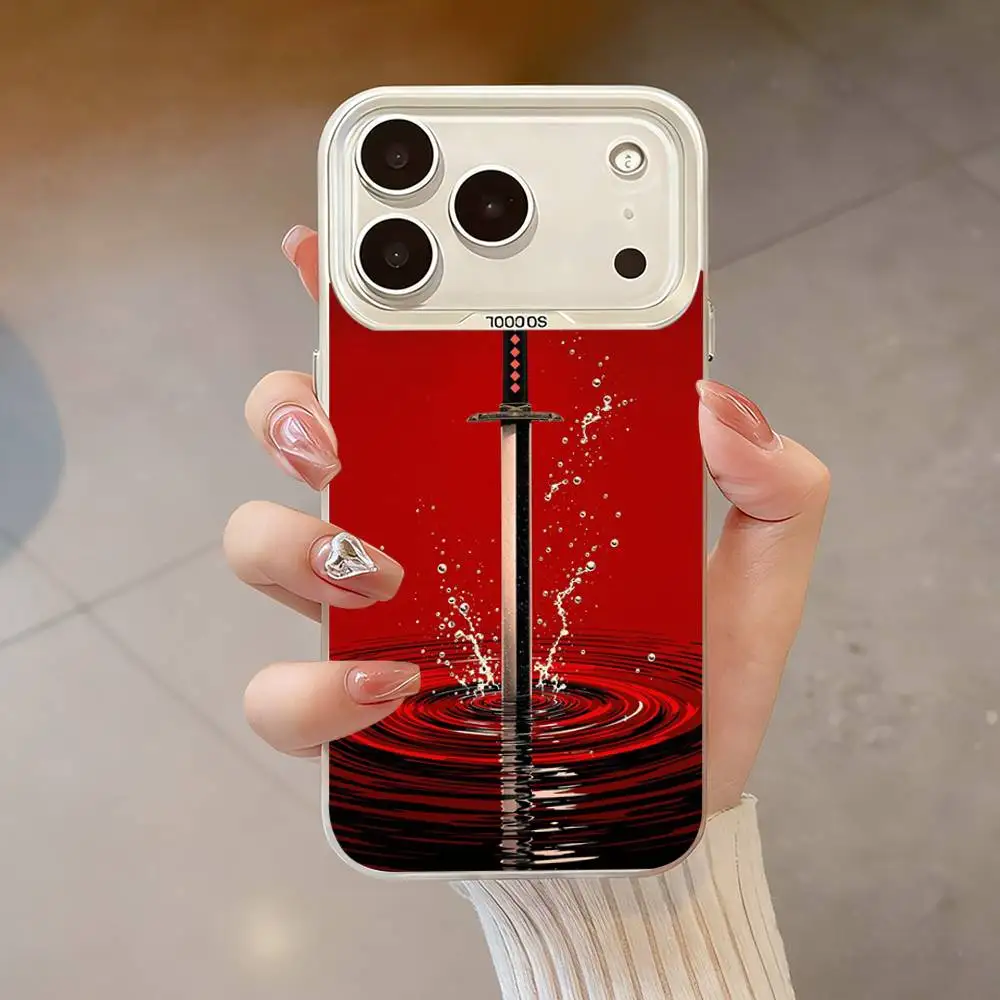Cool Samurai Sword Phone Case para iPhone 17,16,13,12,X,11,15,14,Pro,Max,Plus,SE4,Air,Mini blanco IMD HD mate
