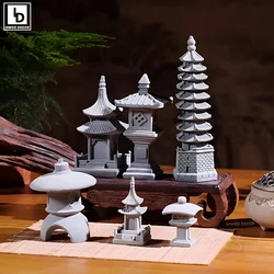 Vintage Zen miniatura Sand Stone Tower Pavilion ornamenti lanterna figurine giardino giapponese Bonsai Rockery Lanscaping Home Decor