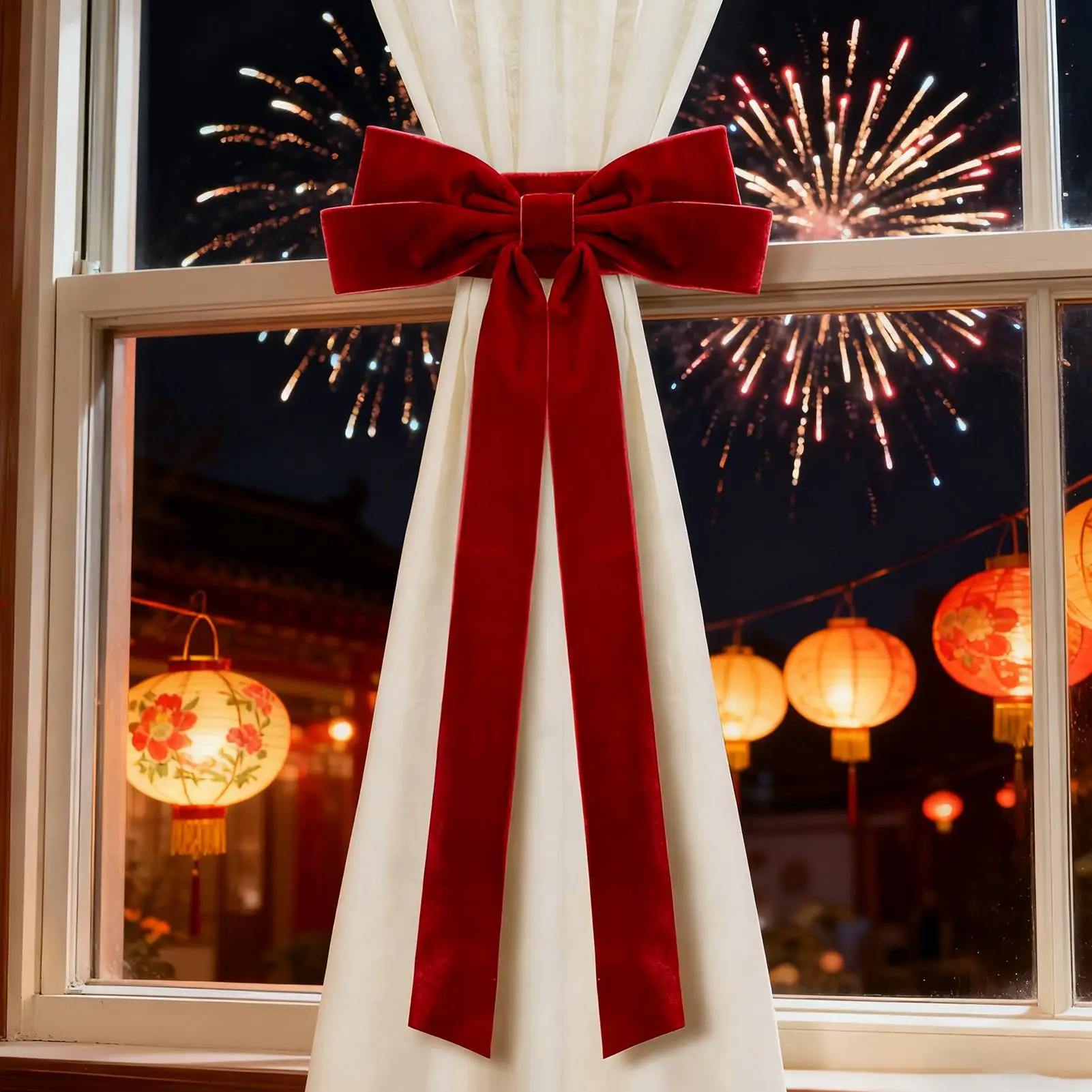 ثنى Tiebacks الأحمر الحديثة مطاطا زينة عيد الميلاد القوس الأحمر Holdbacks الستائر الزينة للاستحمام داخلي الحمام المطبخ #3