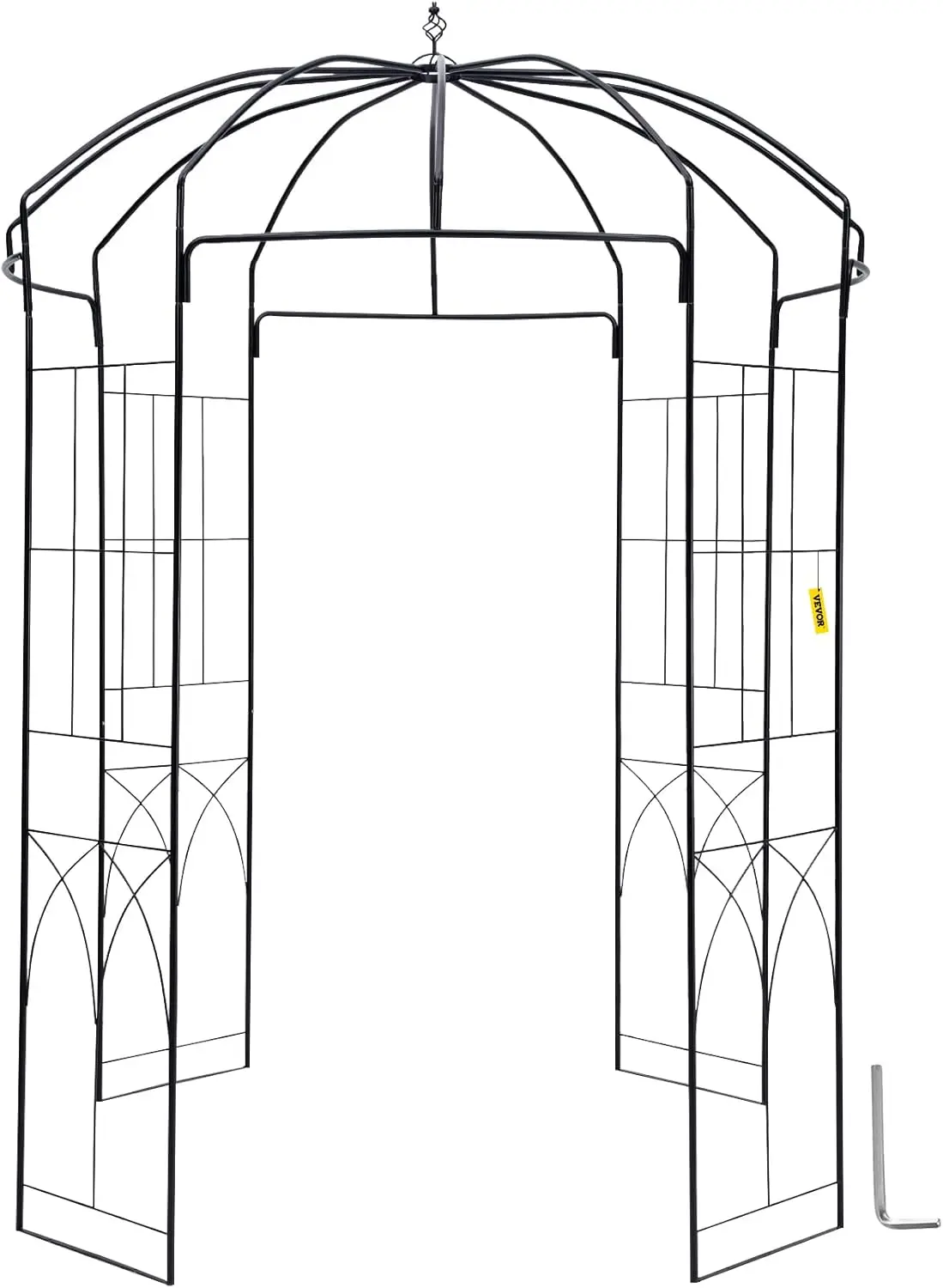 Birdcage Shape Garden Arch, 9' High x 6.6' Wide, Heavy Duty Wrought Iron Arbor, Wedding Trellis for Climbing Vines