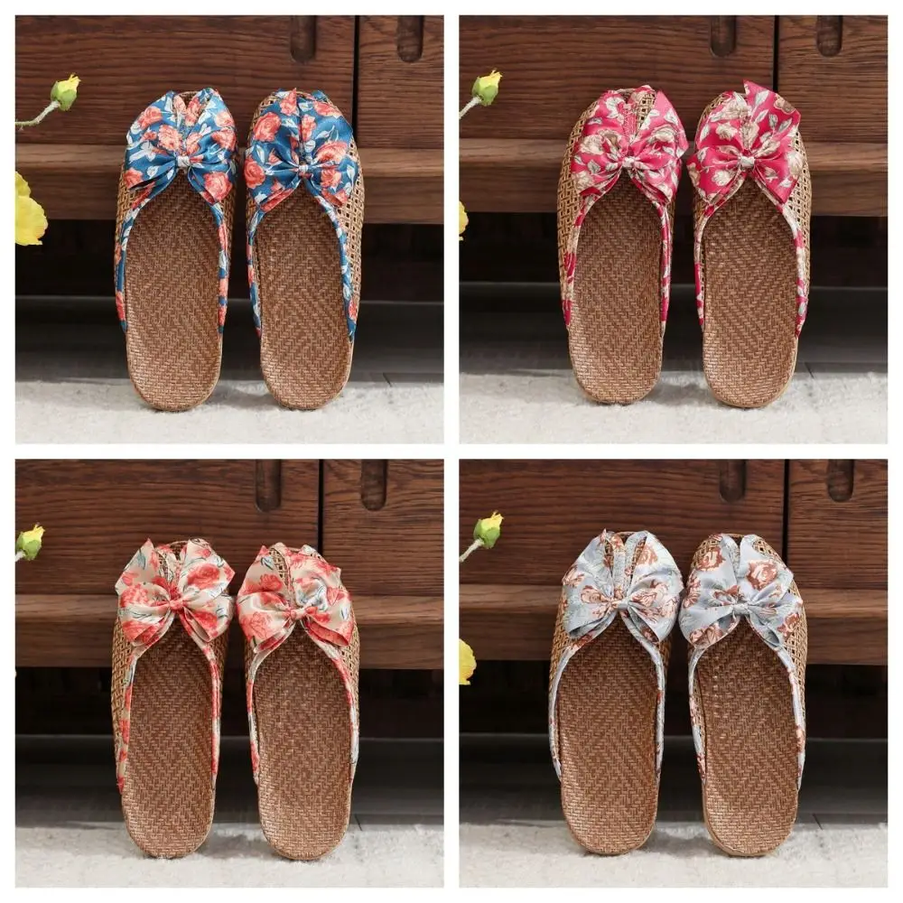 امتصاص العرق الحلو القوس الكتان النعال الجوف خارج اللمحة تو مغلقة اصبع القدم الصنادل عدم الانزلاق أحذية القش النسيج النعال في الهواء الطلق #5