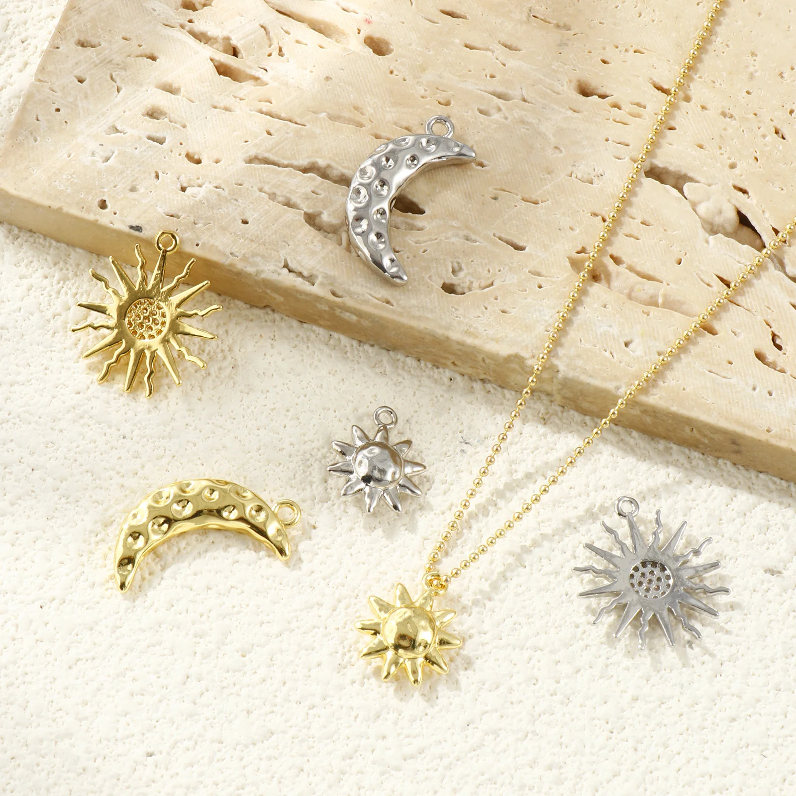 2pcs New Mini Brass Charms Multicolor Galaxy Sun Moon Clear Cubic Zirconia Pendants DIY Necklace Earrings Women Jewelry Findings
